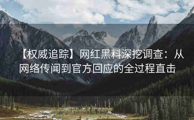 【权威追踪】网红黑料深挖调查：从网络传闻到官方回应的全过程直击
