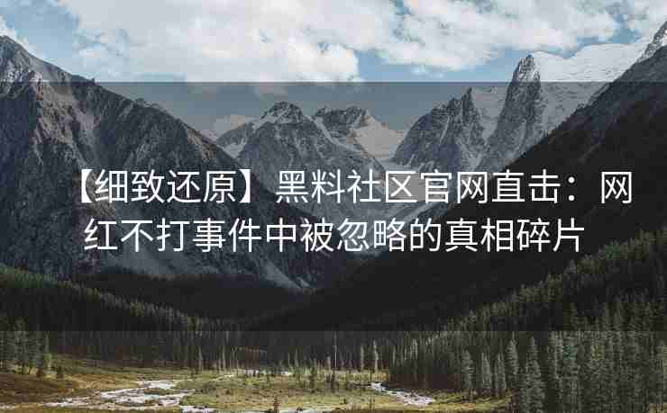 【细致还原】黑料社区官网直击：网红不打事件中被忽略的真相碎片
