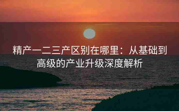 精产一二三产区别在哪里：从基础到高级的产业升级深度解析