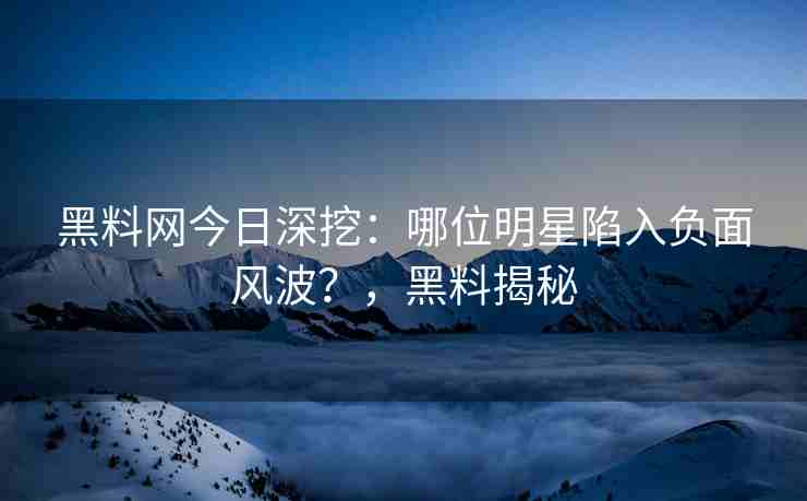 黑料网今日深挖：哪位明星陷入负面风波？，黑料揭秘
