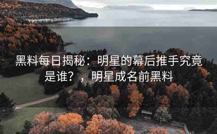 黑料每日揭秘：明星的幕后推手究竟是谁？，明星成名前黑料