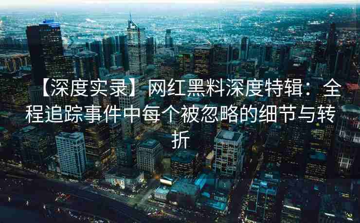 【深度实录】网红黑料深度特辑：全程追踪事件中每个被忽略的细节与转折