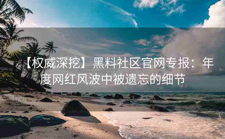 【权威深挖】黑料社区官网专报：年度网红风波中被遗忘的细节